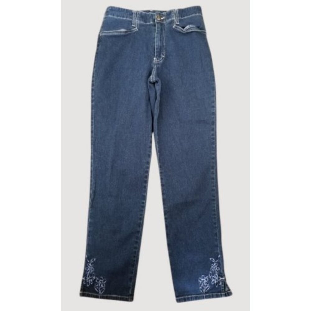 GASOLINE Embroidered Straight Leg Stretch Denim Jeans Girls Size 16